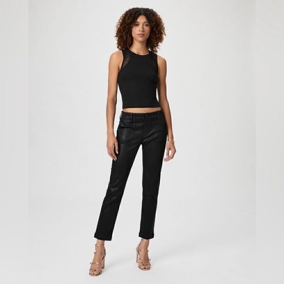 PAIGE Mayslie Straight Ankle - Black Fog Luxe Coating NWT size 24 - Picture 1 of 11